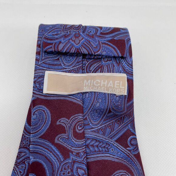 Michael Kors Paisley Print Silk Tie Blue and Maroon Men’s Tie 59”‎ - Picture 2 of 6